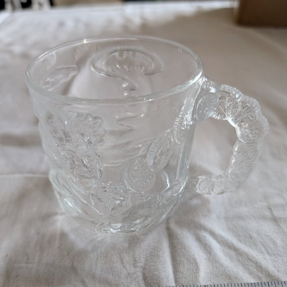 VINTAGE McDONALDS BATMAN FOREVER 1995 3D MOVIE GLASS MUG CUP Made In France
